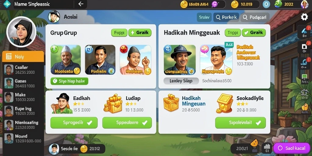 Screenshot berfokus pada fitur komunitas dan interaksi pemain.